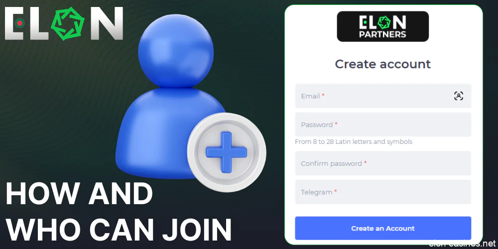 Instructions on joining the Elon Casino affiliate program